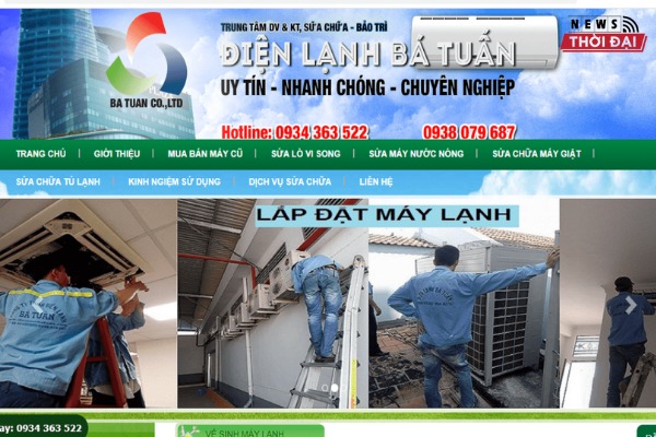 Website dịch vụ vệ sinh máy lạnh Gò Vấp ở Bá Tuấn