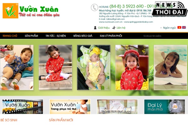 Website của công ty XNK Vườn Xuân