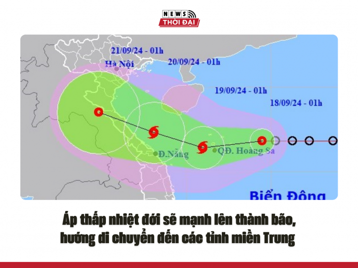 Áp thấp nhiệt đới sẽ mạnh lên thành bão, hướng di chuyển đến các tỉnh miền Trung