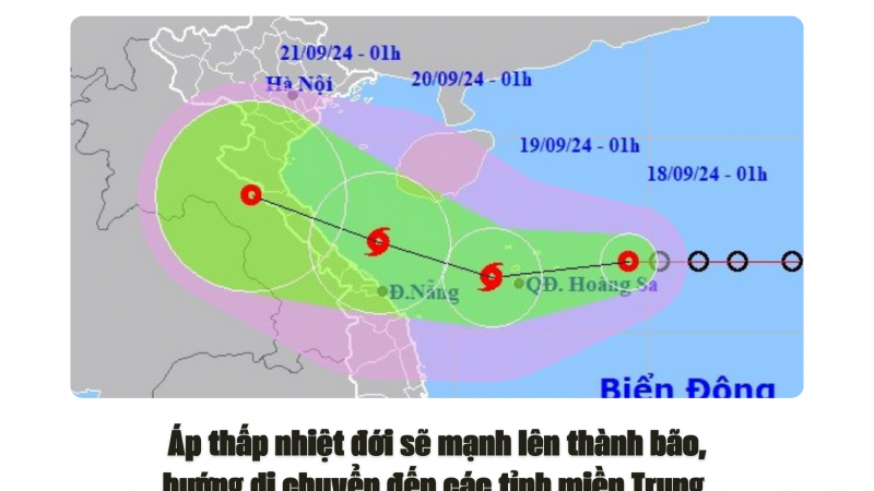 Áp thấp nhiệt đới sẽ mạnh lên thành bão, hướng di chuyển đến các tỉnh miền Trung