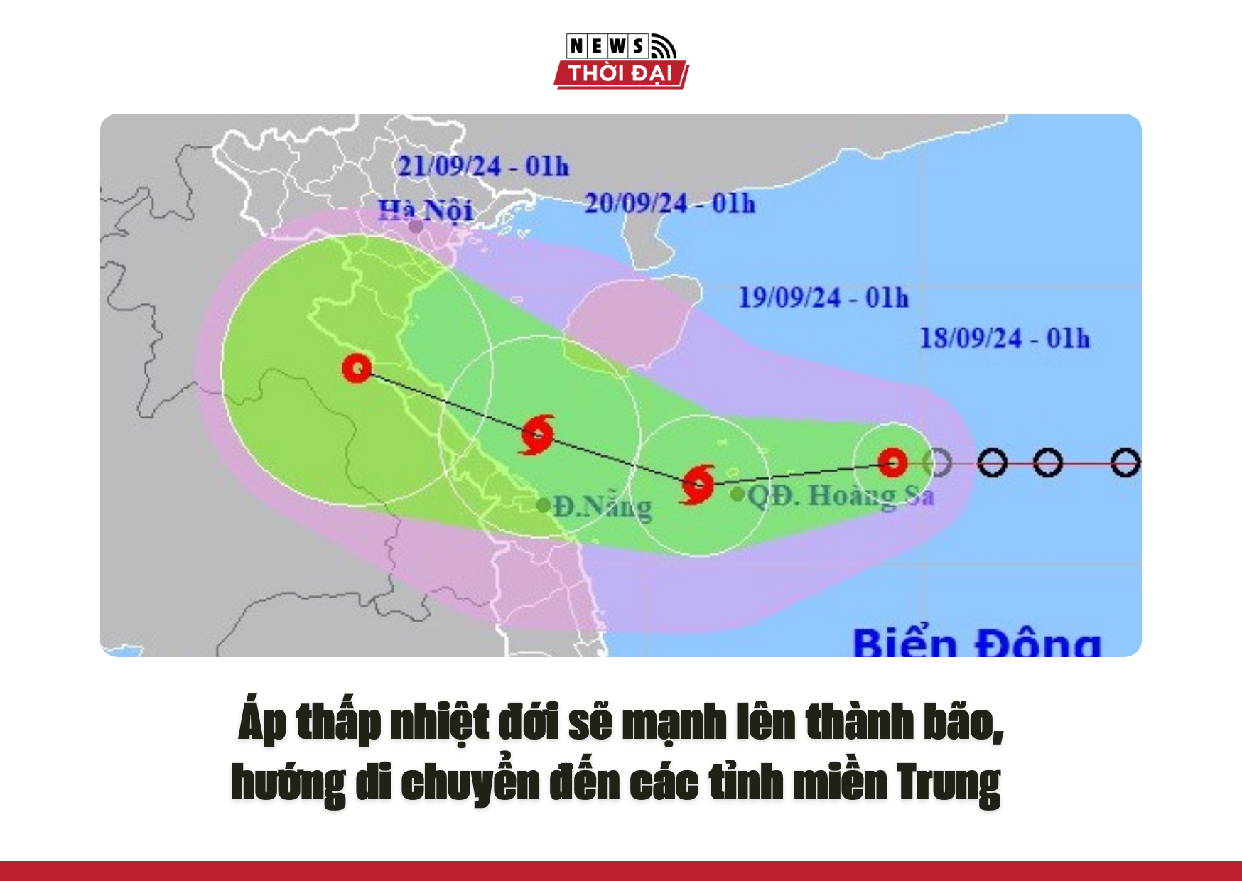 Áp thấp nhiệt đới sẽ mạnh lên thành bão, hướng di chuyển đến các tỉnh miền Trung