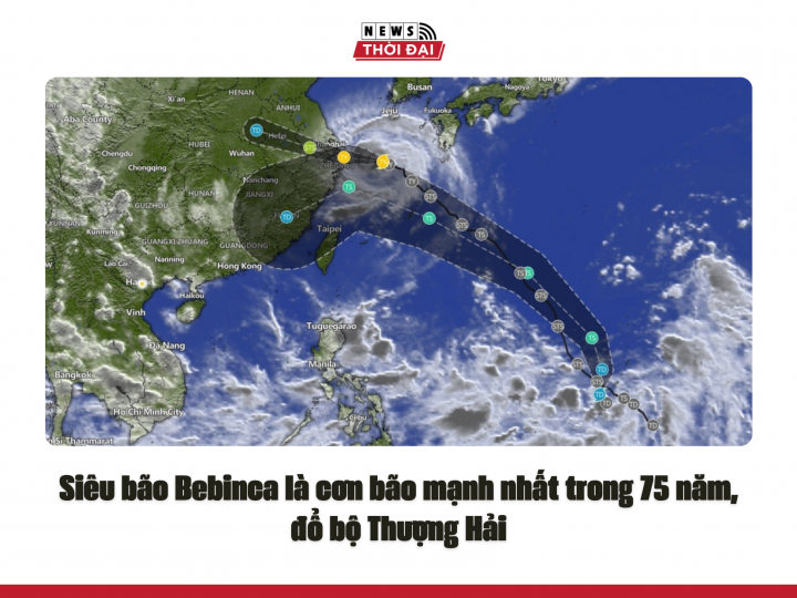 Siêu bão Bebinca là cơn bão mạnh nhất trong 75 năm, đổ bộ Thượng Hải