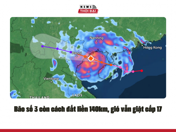 Bão số 3 còn cách đất liền 140km, gió vẫn giật cấp 17