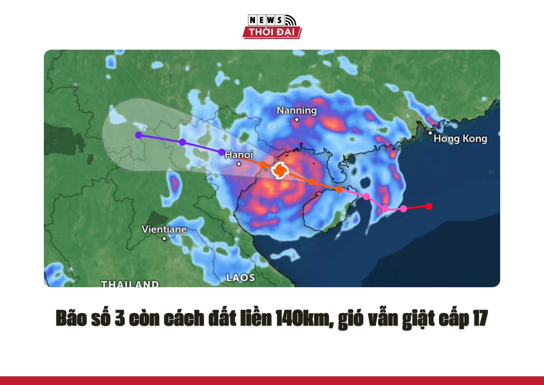 Bão số 3 còn cách đất liền 140km, gió vẫn giật cấp 17