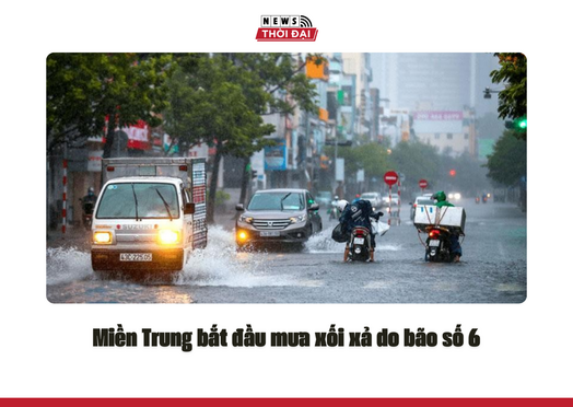 Miền Trung bắt đầu mưa xối xả do bão số 6