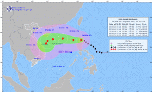 Bão Trà Mi - Tiến vào biển Đông