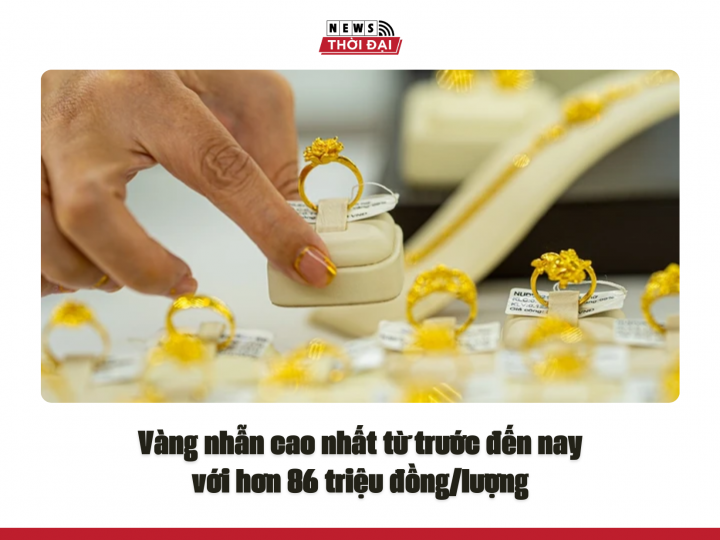 Vàng nhẫn cao nhất từ trước đến nay với hơn 86 triệu đồng/lượng