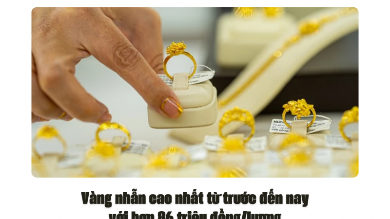 Vàng nhẫn cao nhất từ trước đến nay với hơn 86 triệu đồng/lượng