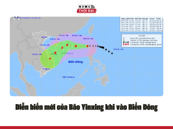 Diễn biến mới của Bão Yinxing khi vào Biển Đông