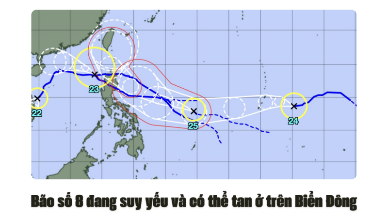 Bão số 8 đang suy yếu và có thể tan ở trên Biển Đông
